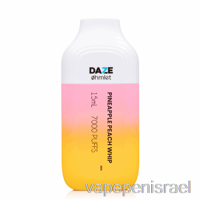 חד פעמי Vape Israel 7 Daze Ohmlet 7000 0% אפס ניקוטין חד פעמי שוט אננס אפרסק
